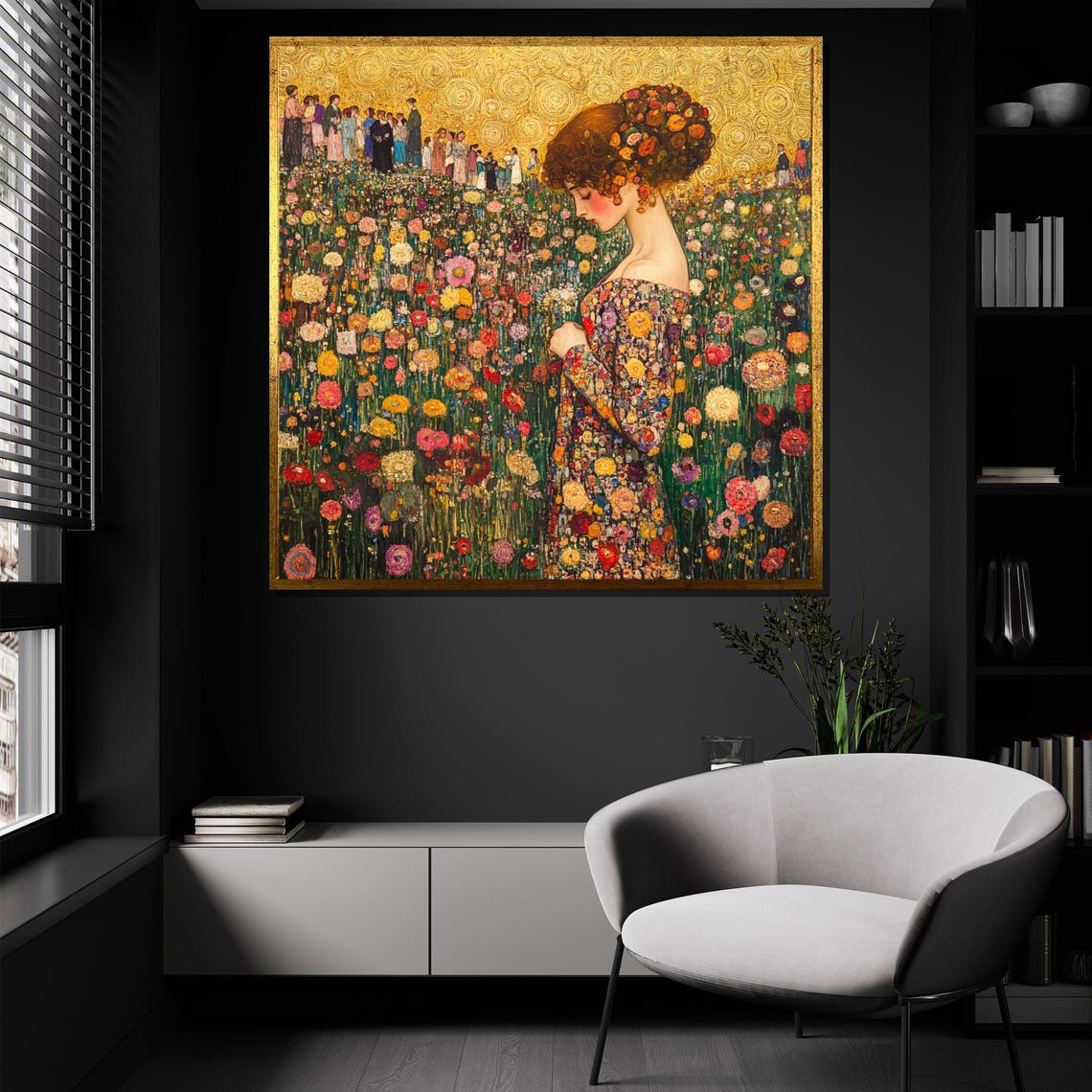 Klimt-Inspired Floral Woman Art Print, Nouveau Style - Image 4