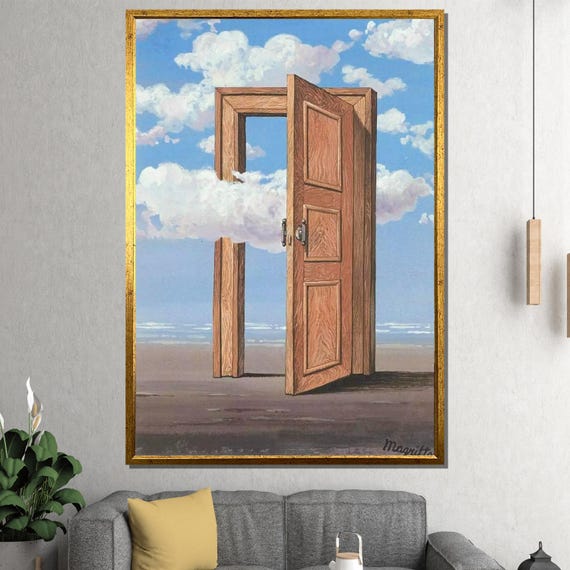 Vintage Ren Magritte The Pleasure Principle Le Principe Du Plaisir 1937 Surrealist Door Cloud Canvas Art Print