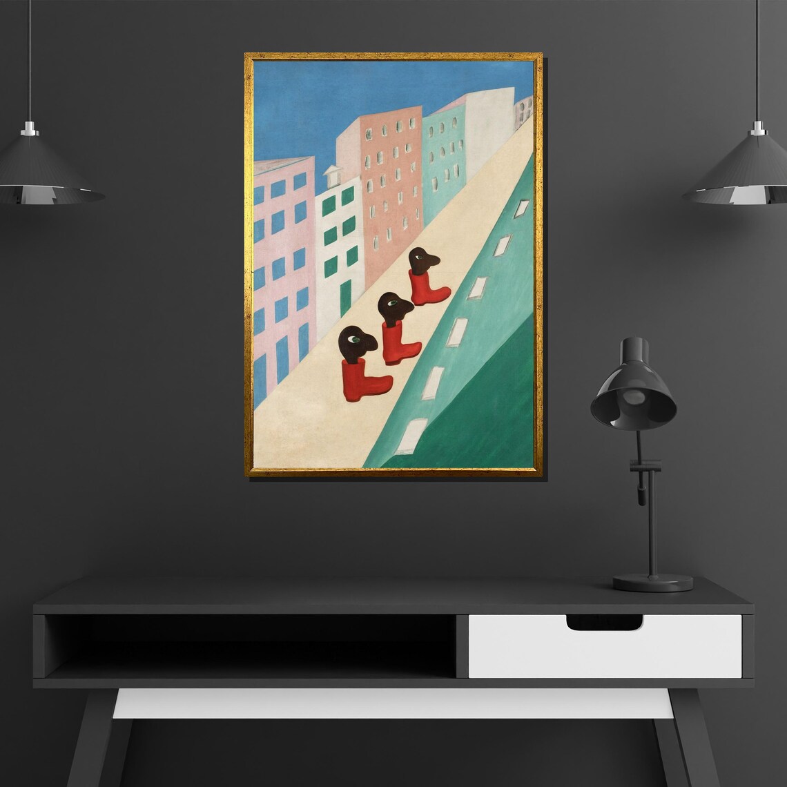 Tarsila Do Amaral Three Red Boots Surreal City Street Painting Poster - Image 4