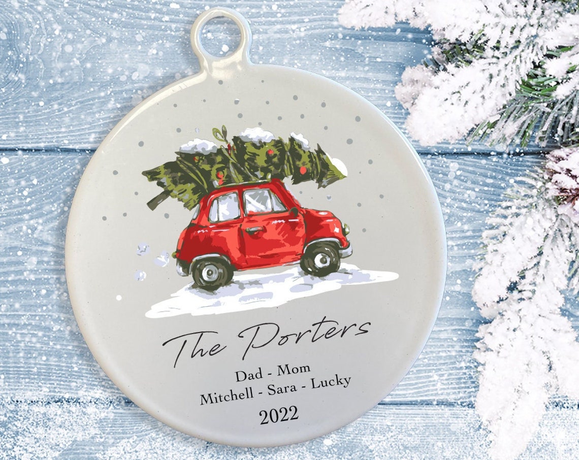 Family Ornament Custom Ornament Tree On Top Of Car 3 Lightweight Aluminum Powder Coated Metal Ribbon Options Free Usa Shipping