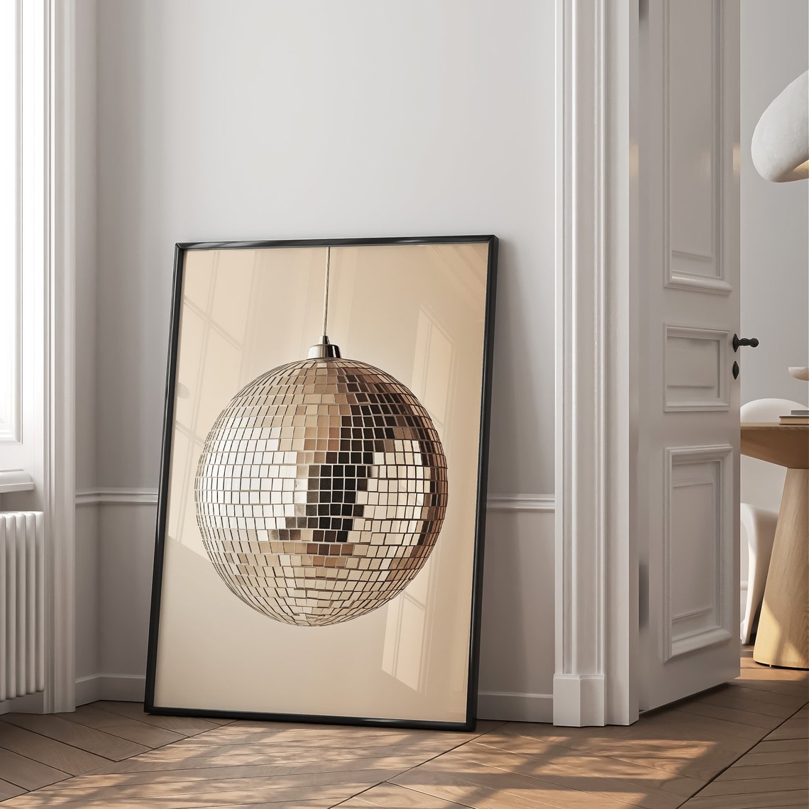 Gold Disco Ball Hanging Neutral Minimal Modern Sparkle Decor Poster - Image 2