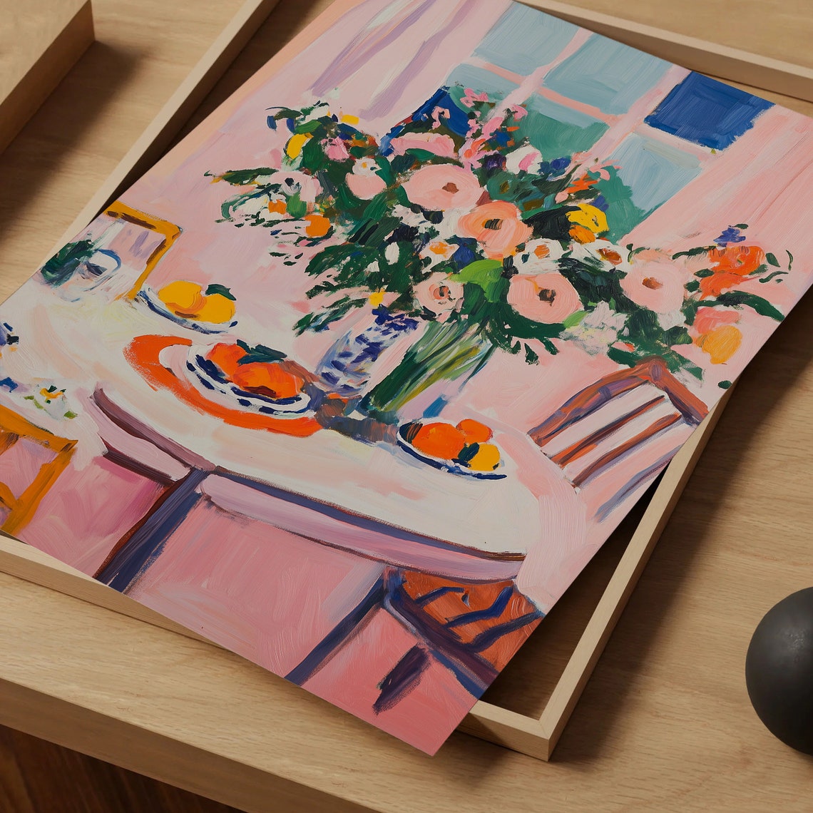 Pink Dining Room Flower Bouquet Breakfast Table Still Life Poster - Image 4