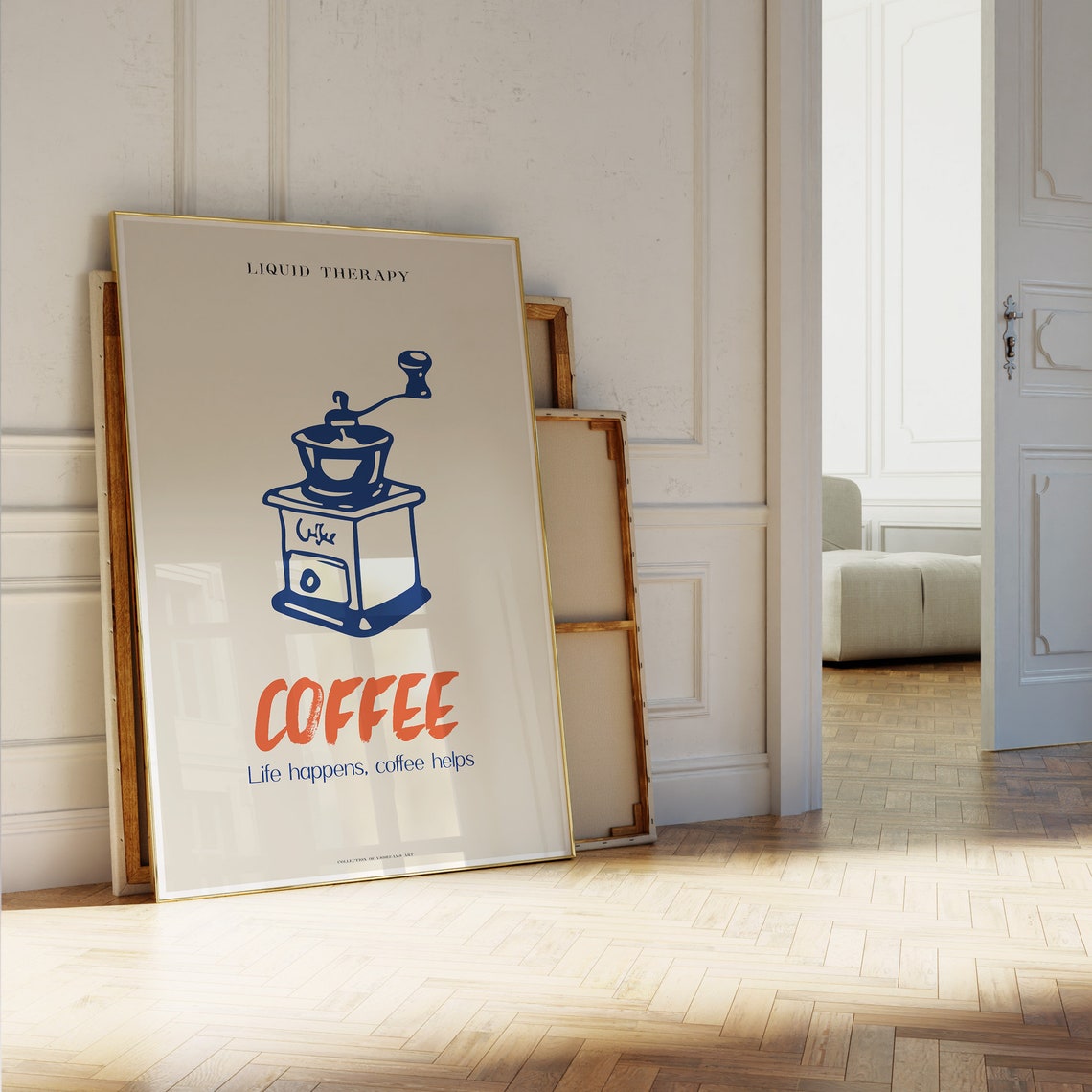 Liquid Therapy Coffee Grinder Vintage Funny Coffee Bar Poster - Image 5