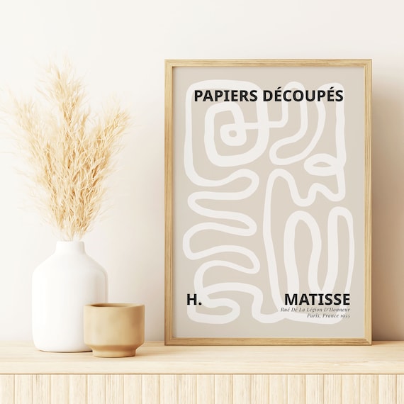 Henri Matisse Abstract White Line Art Beige Neutral Minimal Poster