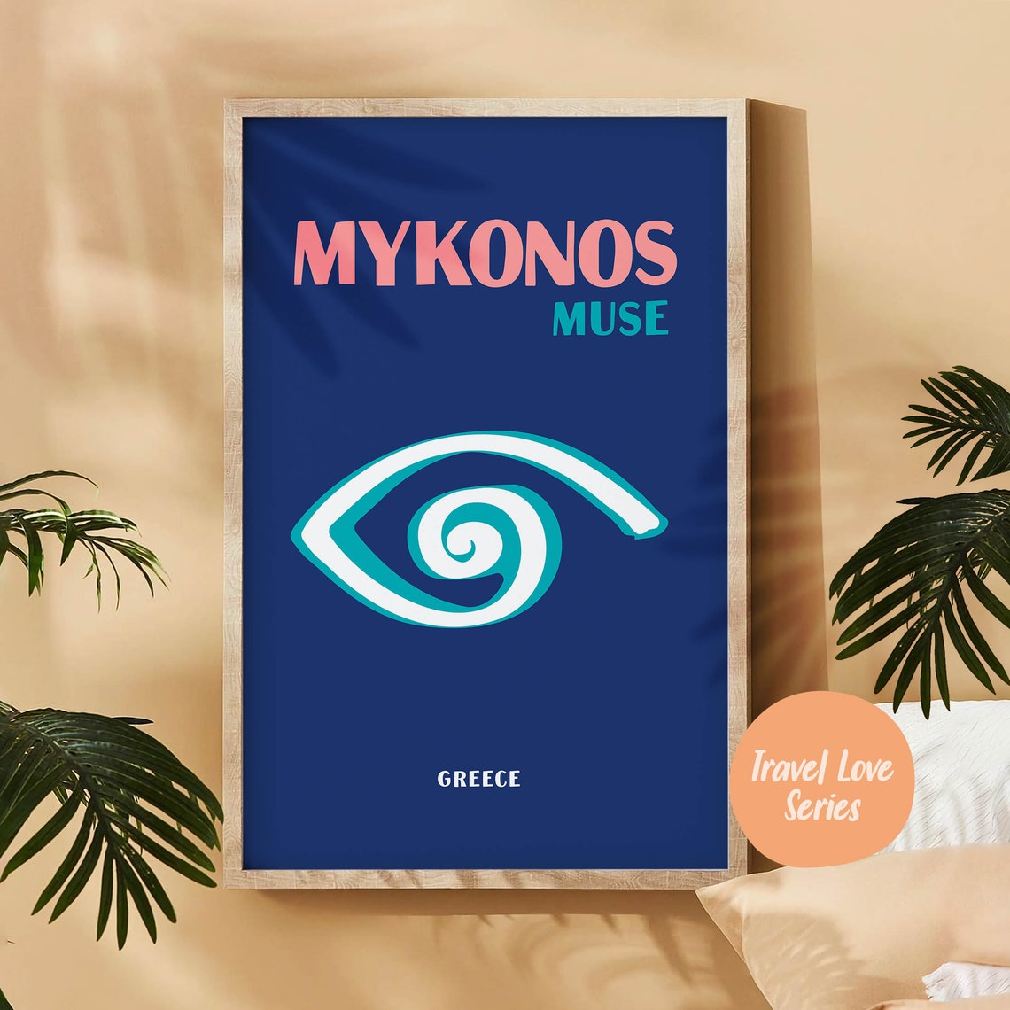 Mykonos Muse Greece Evil Eye Spiral Navy Blue Travel Art Poster - Image 5