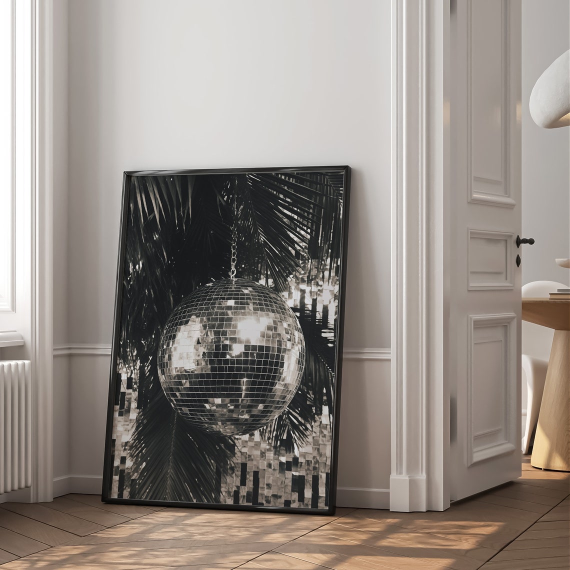 Gold Disco Ball Neutral Beige Minimalist Modern Party Decor Poster - Image 2