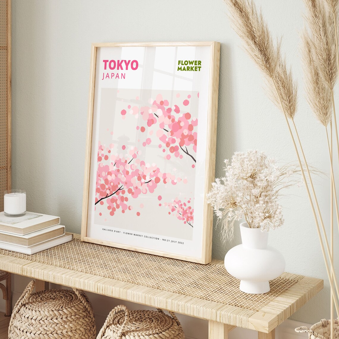Tokyo Japan Pink Cherry Blossom Flower Market Botanical Poster - Image 5