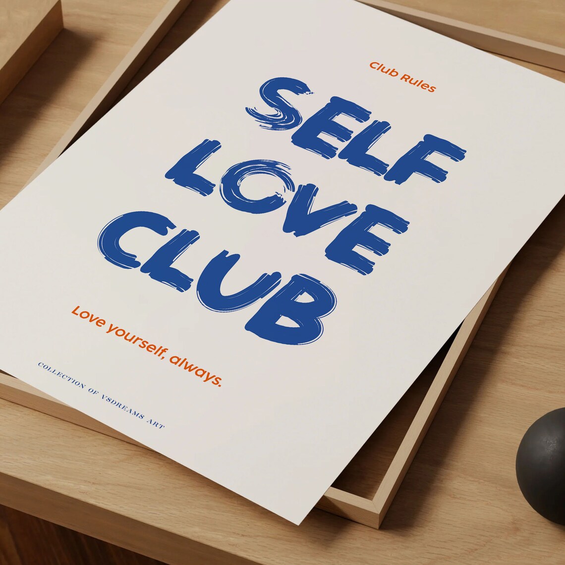 Self Love Club Blue Brush Letters Positive Affirmation Quote Wall Art - Image 4