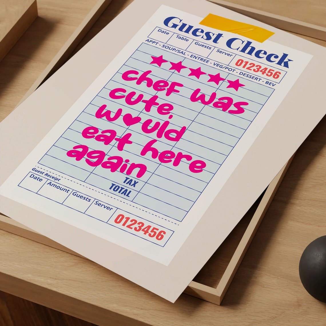 Chef Was Cute Would Eat Here Again Guest Check Kitchen Poster - Image 4