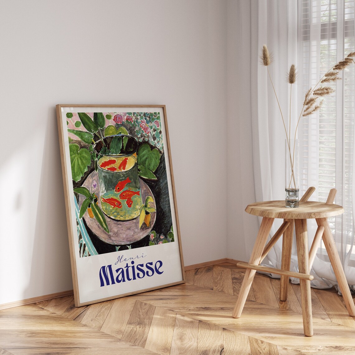 Henri Matisse Goldfish Bowl Red Fish Botanical Leaves Vintage Art Poster - Image 3