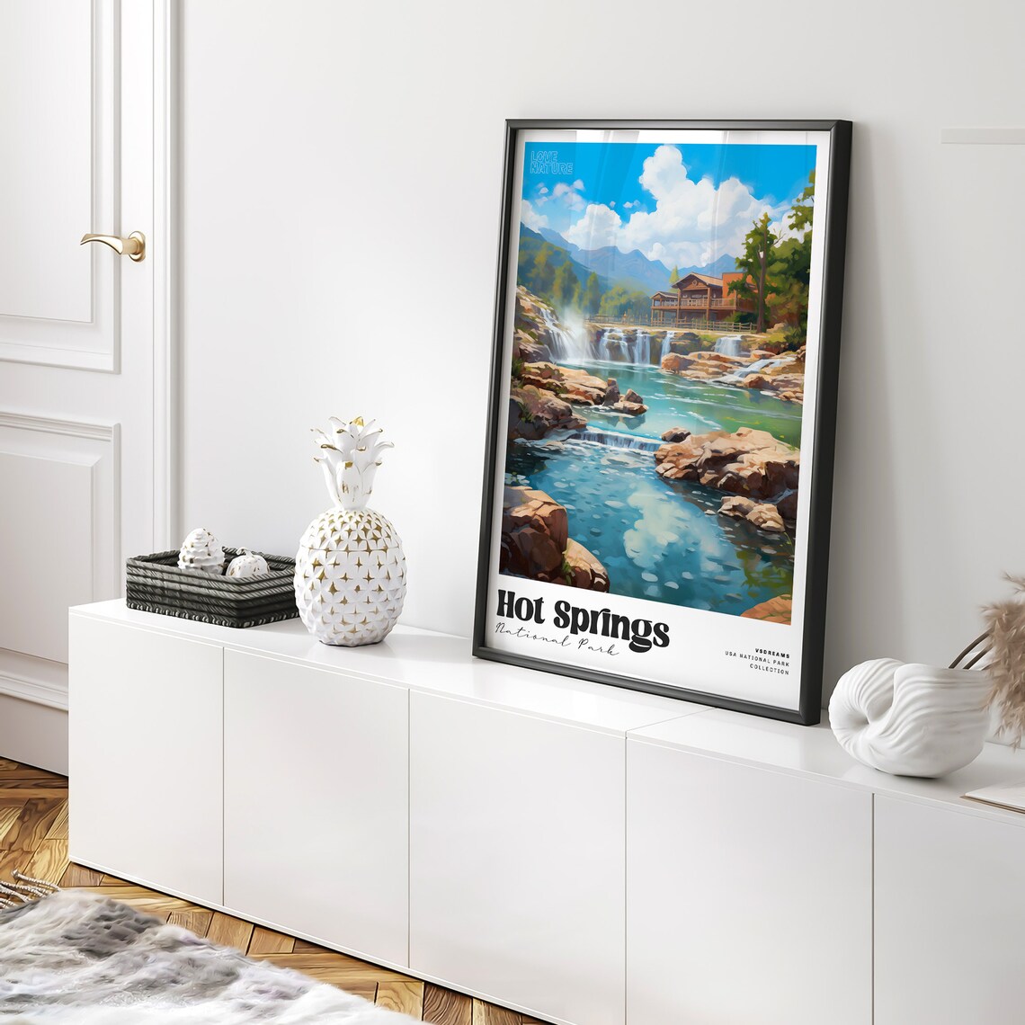 Hot Springs National Park Waterfall Lodge Vintage Travel Poster - Image 2