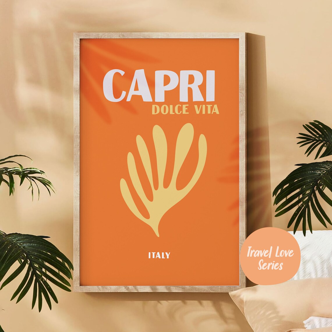 Capri Italy Dolce Vita Bold Orange Abstract Retro Travel Poster - Image 5
