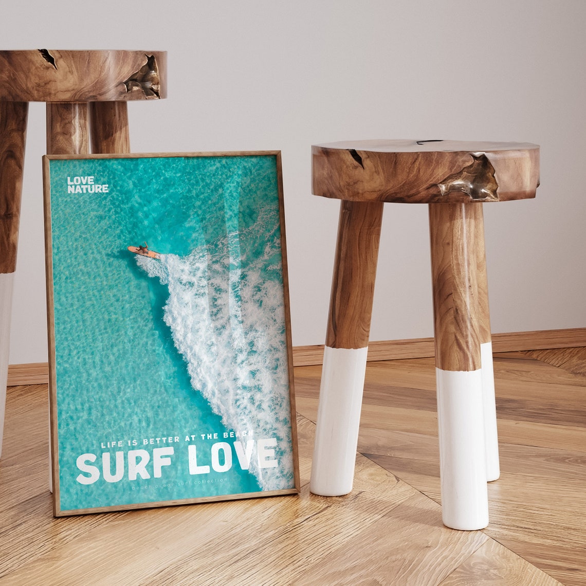 Surf Love Aerial Ocean Wave Foam Surfer Riding Board Photo Poster - Image 3