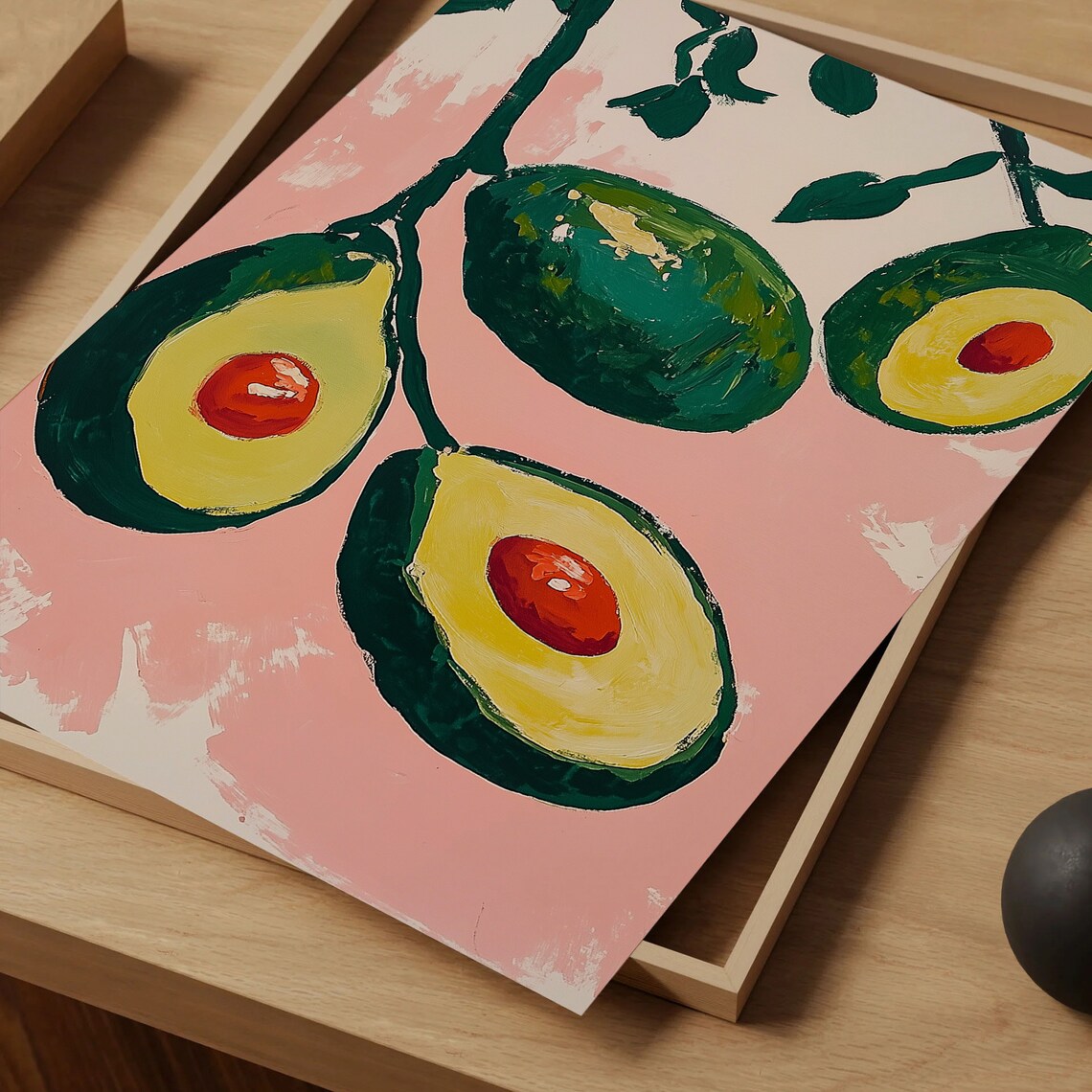 Avocado Branch Hanging Fruit Pink Retro Kitchen Decor Art Poster - Image 4