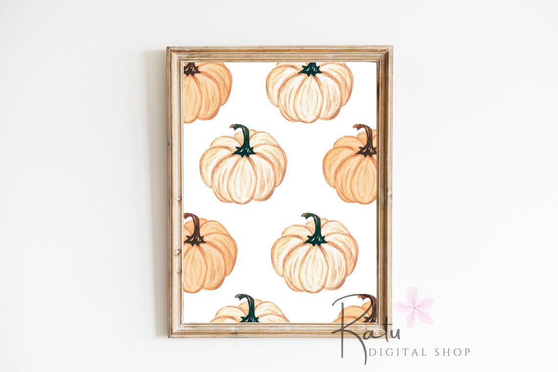 Pumpkin Watercolour Art Print, Modern Fall Decor - Image 3