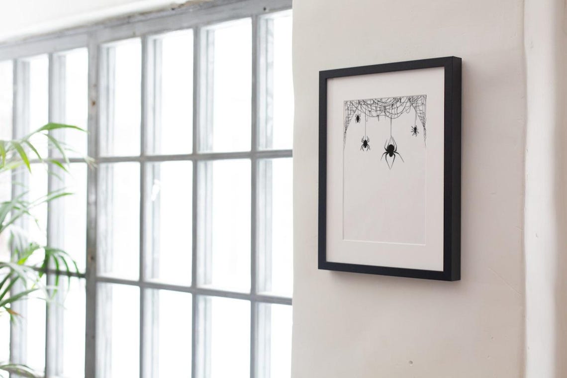 Halloween Spiders Print Cute Halloween Poster Spooky Wall Art Halloween Black Spider Print Print Spiderweb Decor - Image 3
