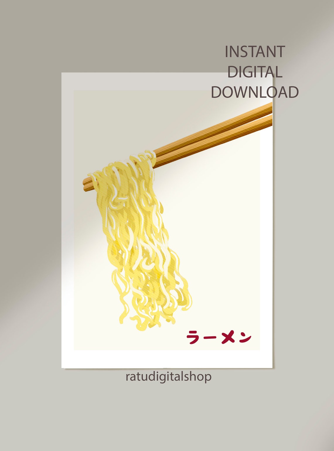 Noodles Wall Art Aesthetic Kitchen Wall Prints Minimalist Food Print Cute Kitchen Wall Art Funny Noodle Wall Art - Image 3