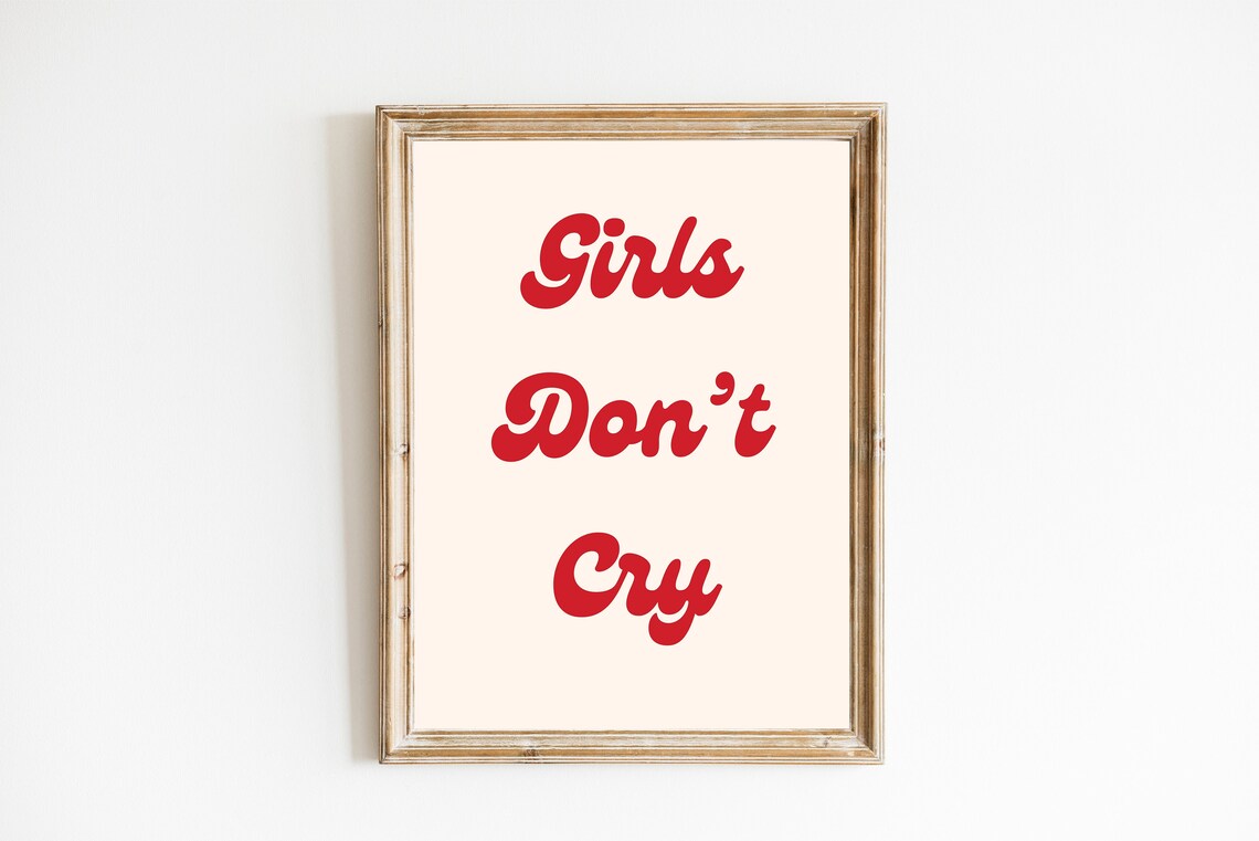 Girls Don't Cry Bold Red Retro Typography Girl Power Dorm Poster