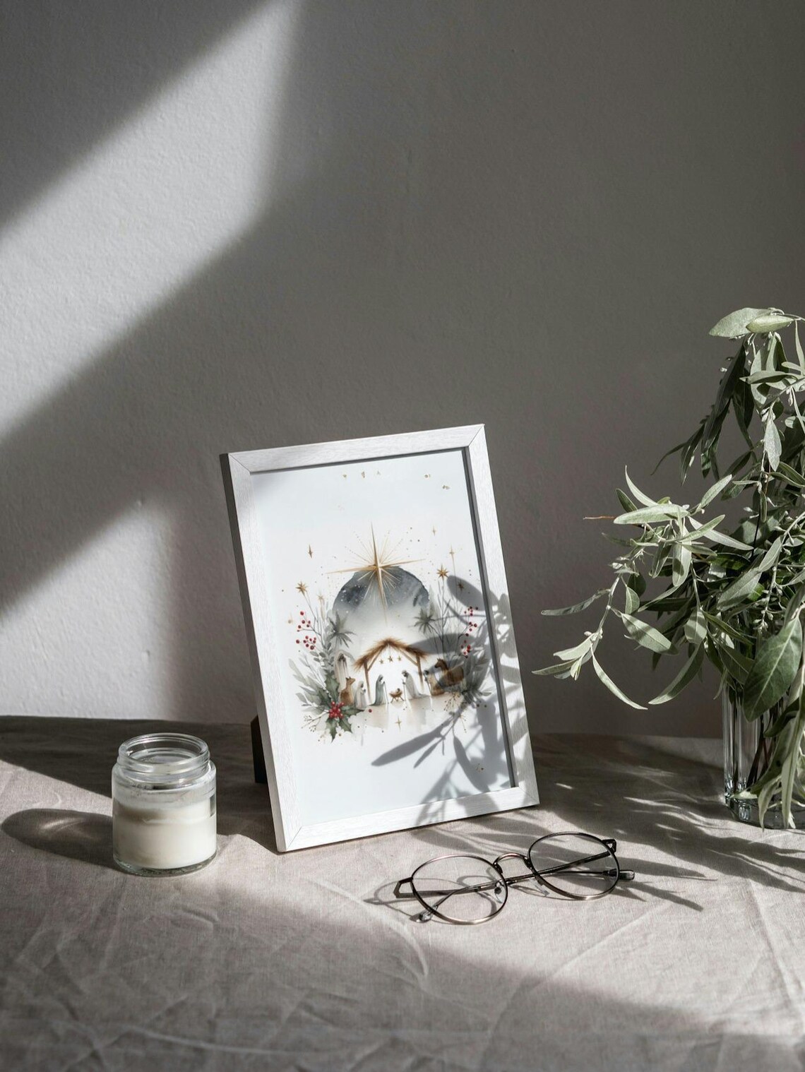 Christmas Nativity Watercolor Art Print, Christian Faith - Image 3