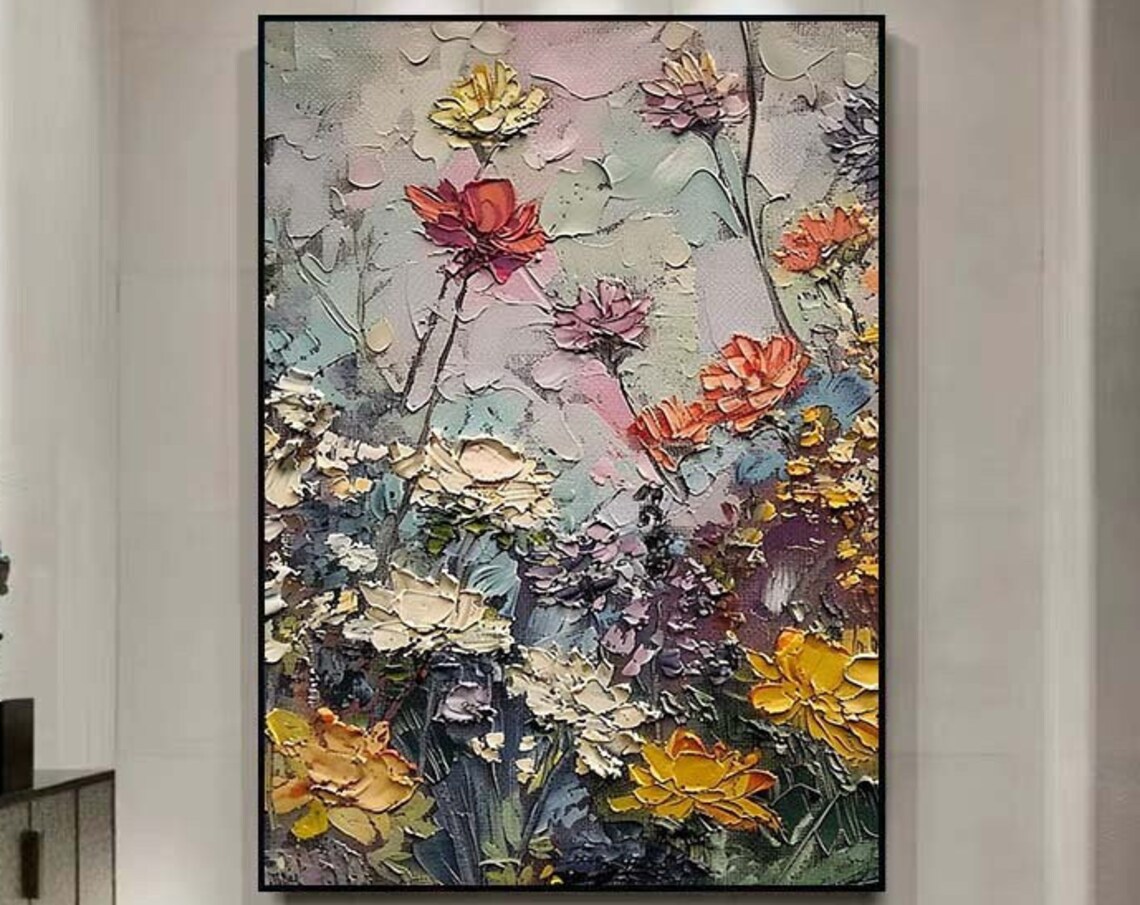 Colorful Flowers Painting, Floral Wall Art Print