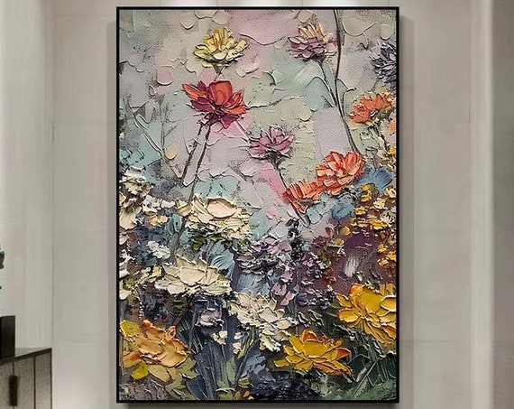 Colorful Flowers Painting, Floral Wall Art Print