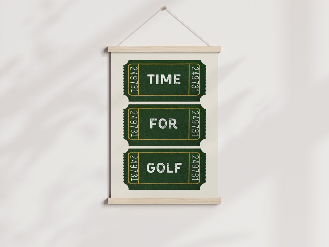 Time For Golf Vintage Ticket Stub Green Trio Sports Room Poster - Image 3