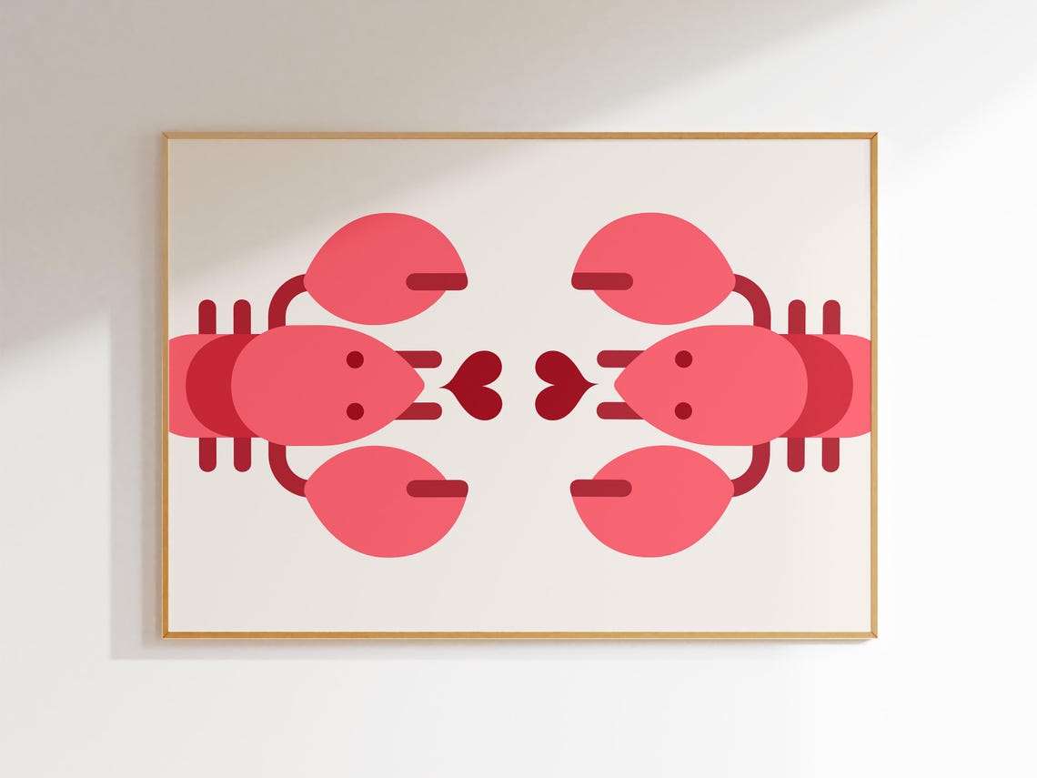 Cute My Lobster Valentines Day Red Lobster Couple Heart Poster - Image 2