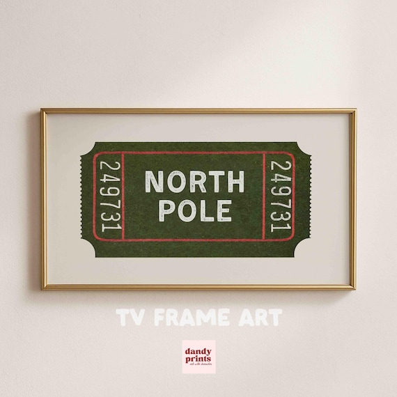 Christmas TV Art North Pole Vintage Ticket Stub