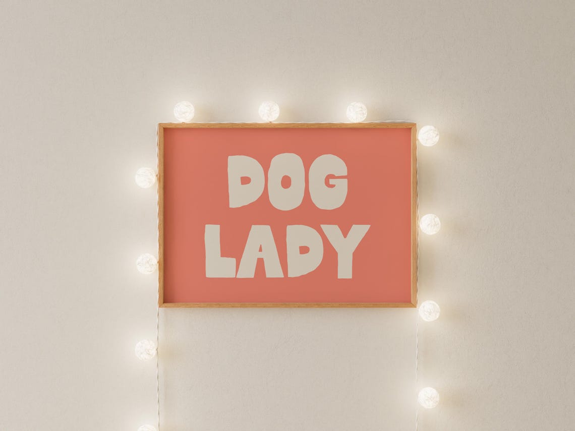 Dog Lady Bold Coral Typography Fun Gift For Dog Lovers Poster - Image 3