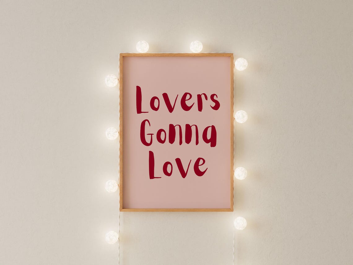 Lovers Gonna Love Red Script Typography Pink Valentine Poster - Image 3