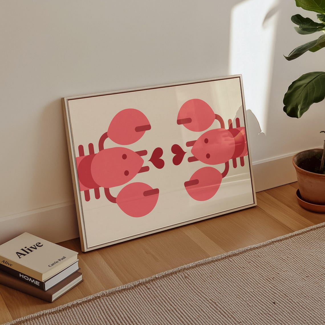 Cute My Lobster Valentines Day Red Lobster Couple Heart Poster - Image 3