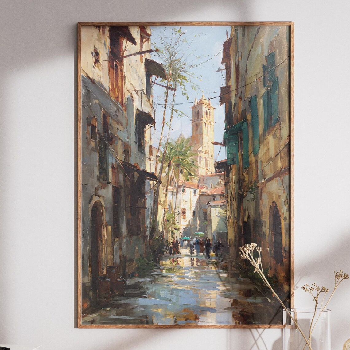 Old Mediterranean City Alley Historic Stone Street Painting Poster