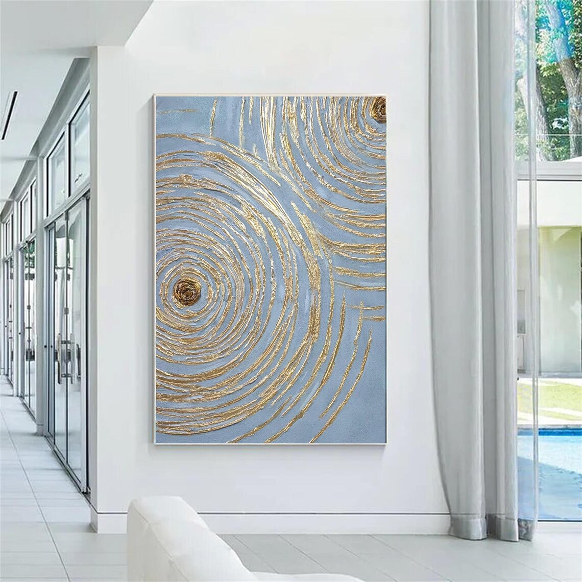 Minimalist 3D Round Textured Wall Art, Gold