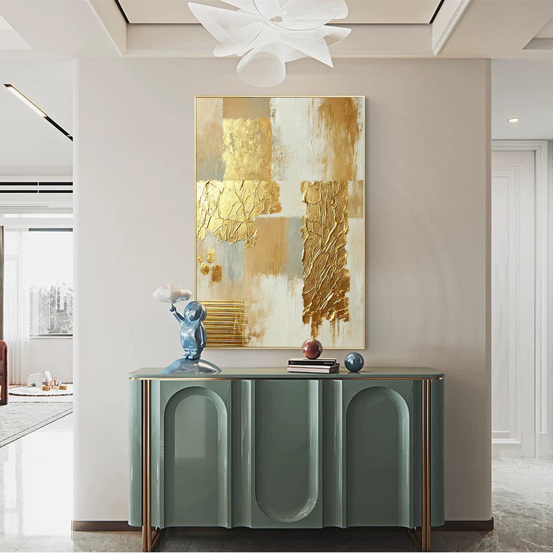 Gold Abstract Textured Wall Art, Modern Minimalist - Image 3