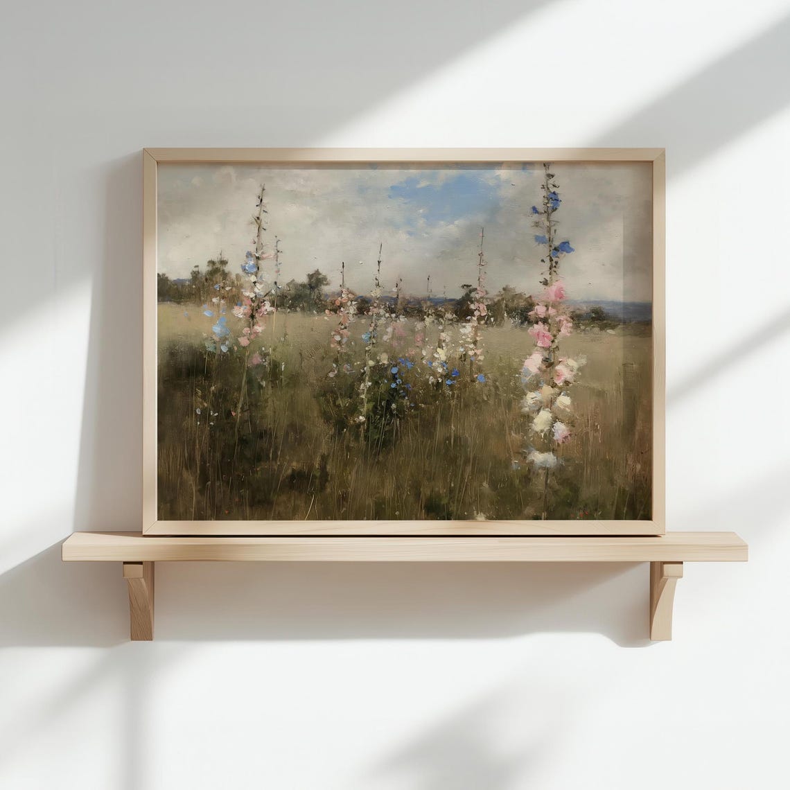 Wildflower Meadow under Soft Sky Impressionist Landscape Poster