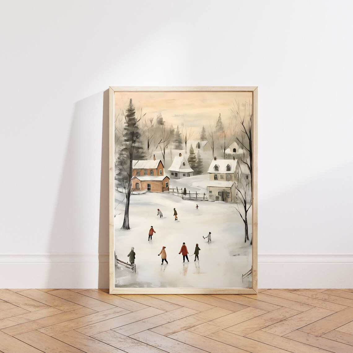 Christmas Village Ice Skating Holiday Poster - Image 5