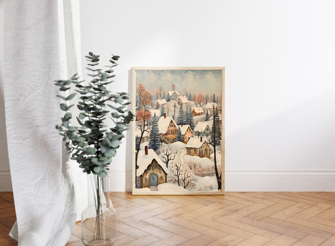 Nordic House Print, Scandi Christmas Wall Art - Image 3