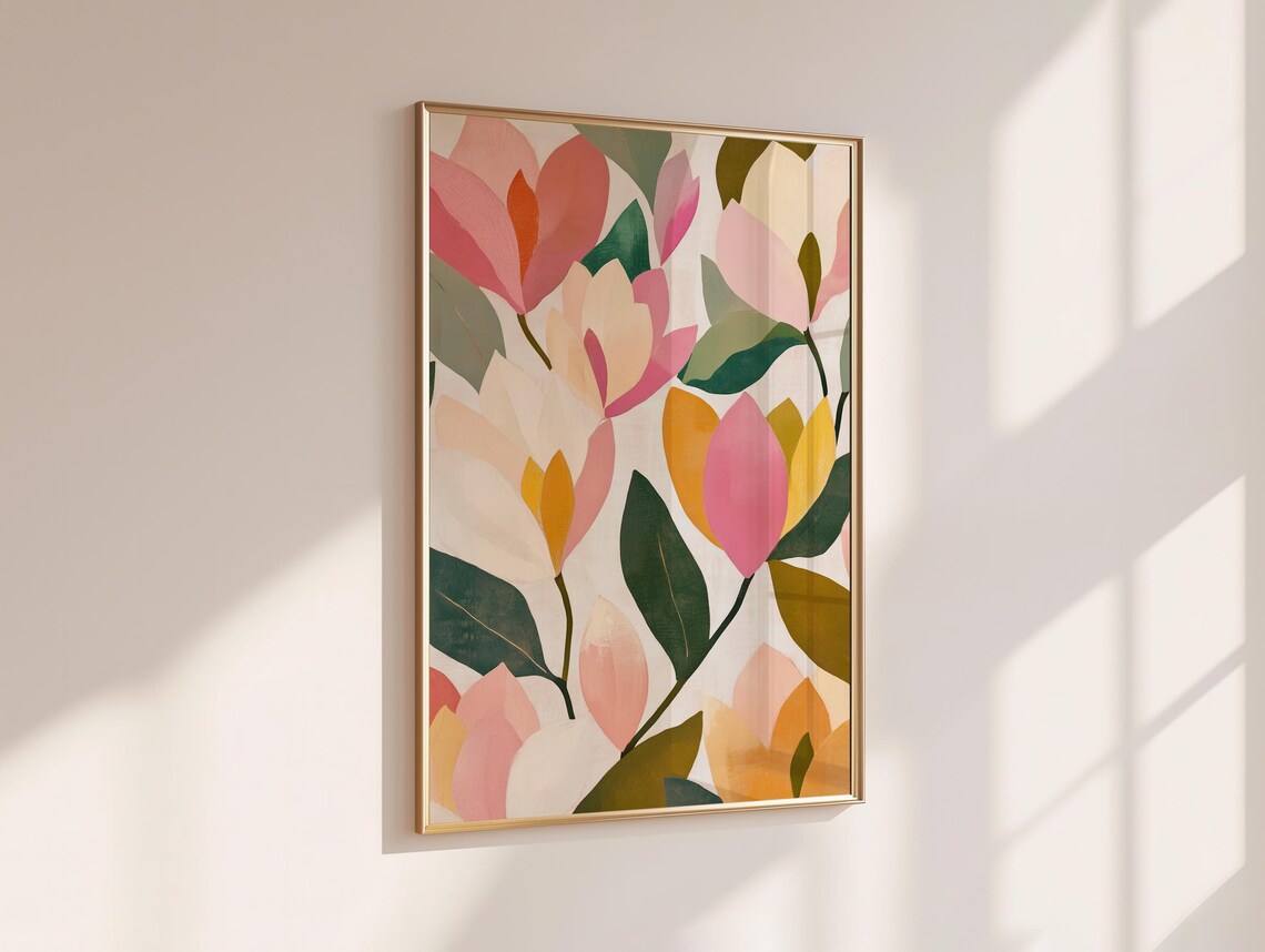 Oversized Pink Coral Abstract Blooms Botanical Home Decor Poster - Image 6