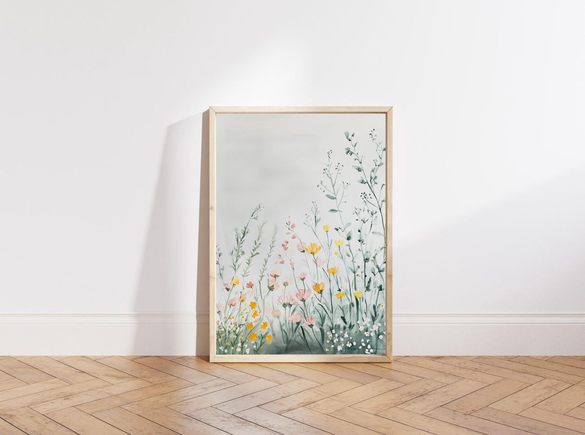 Wildflowers Painting Spring Flower Watercolor Art Print Field Of Flowers Wall Art Landscape Print Meadow Artwork Wildflower Girl - Image 2