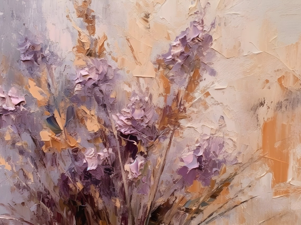 Muted Lavender Floral Abstract Painting Modern Botanical Art Poster - Image 2