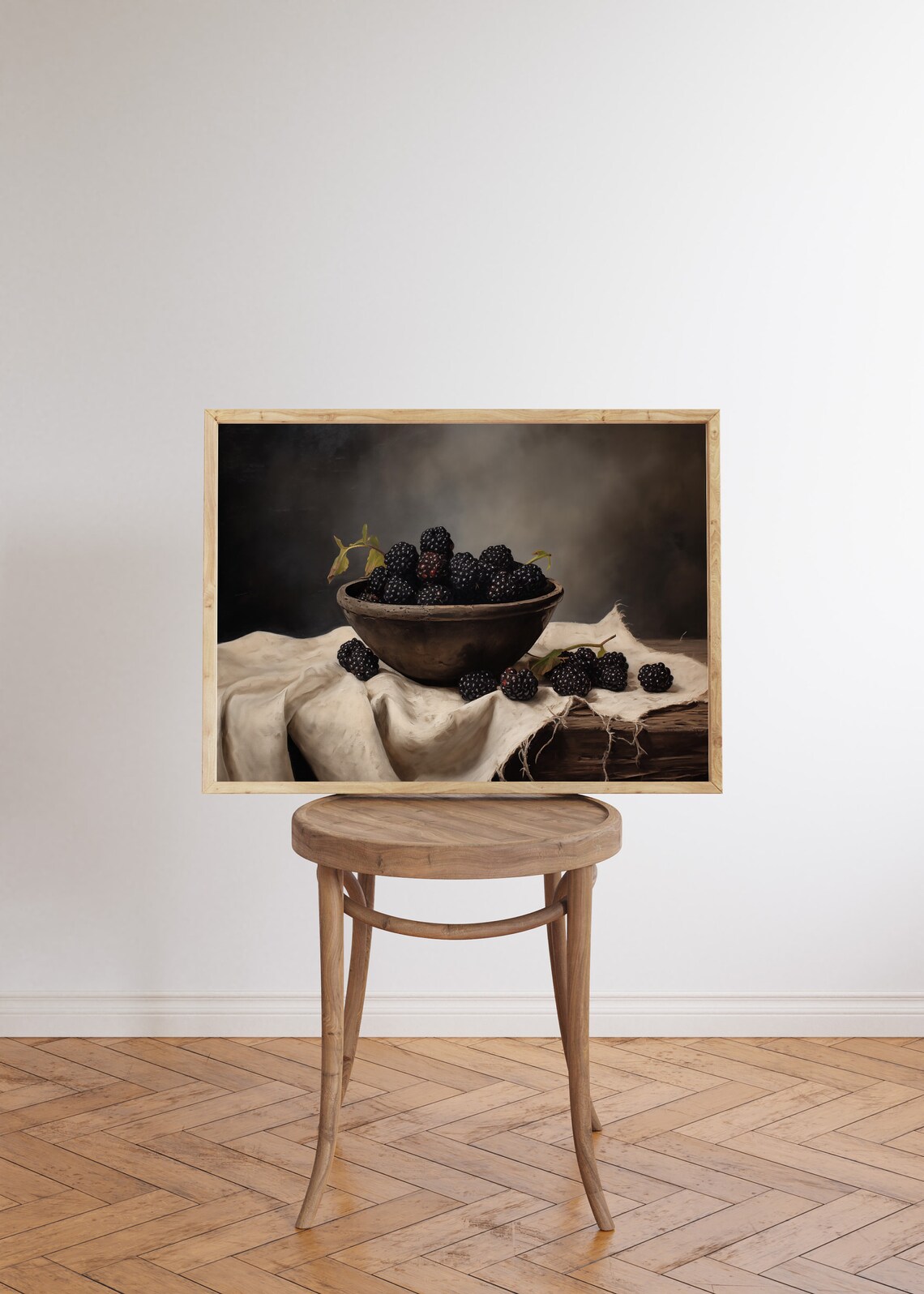 Blackberry Moody Still Life, Rustic Kitchen Art Print - Image 5