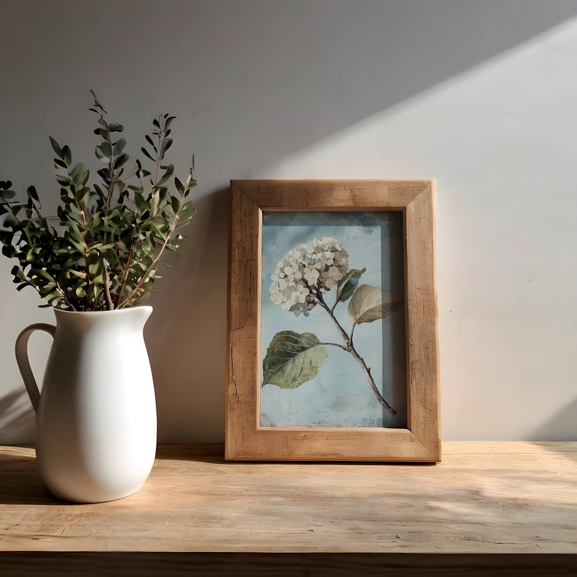 White Hydrangea Bloom Vintage Blue Gray Botanical Art Poster - Image 8