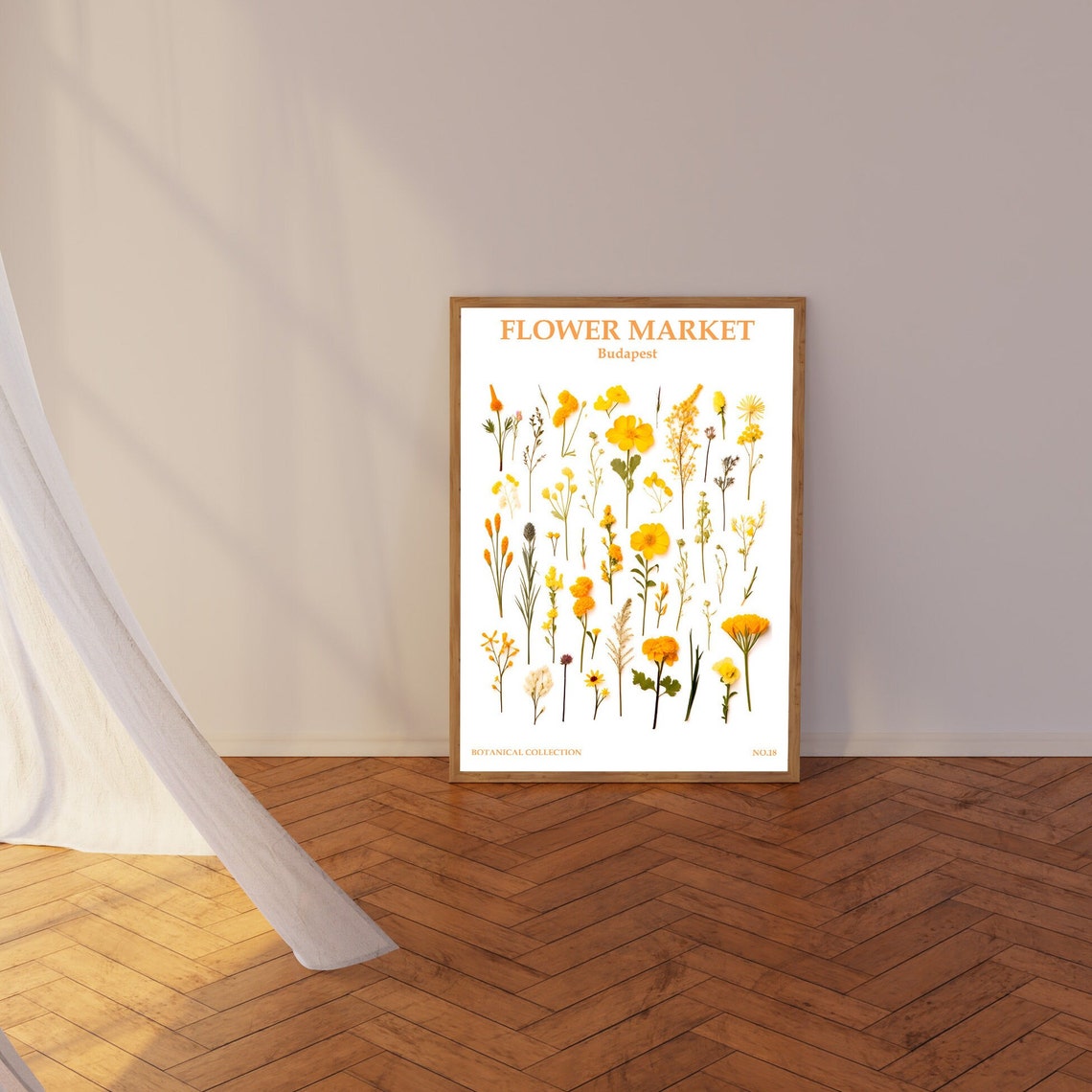 Budapest Flower Market Yellow Pressed Wildflower Botanical Poster - Image 3
