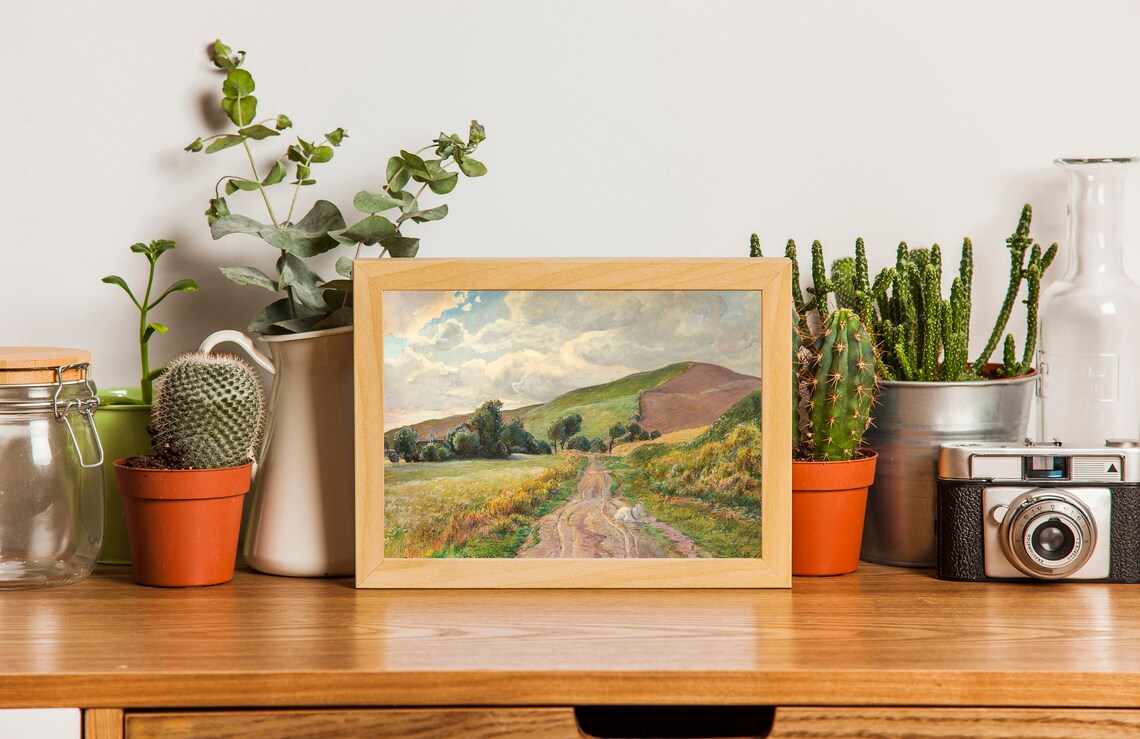 Vintage European Meadow Landscape, Rustic Art Print - Image 2