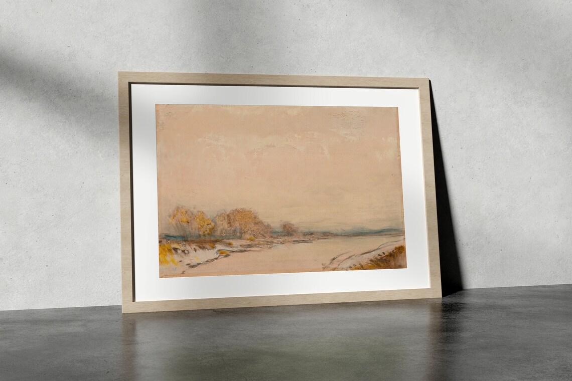 Neutral Minimalist Muted Beige Landscape Antique Painting Poster - Image 4