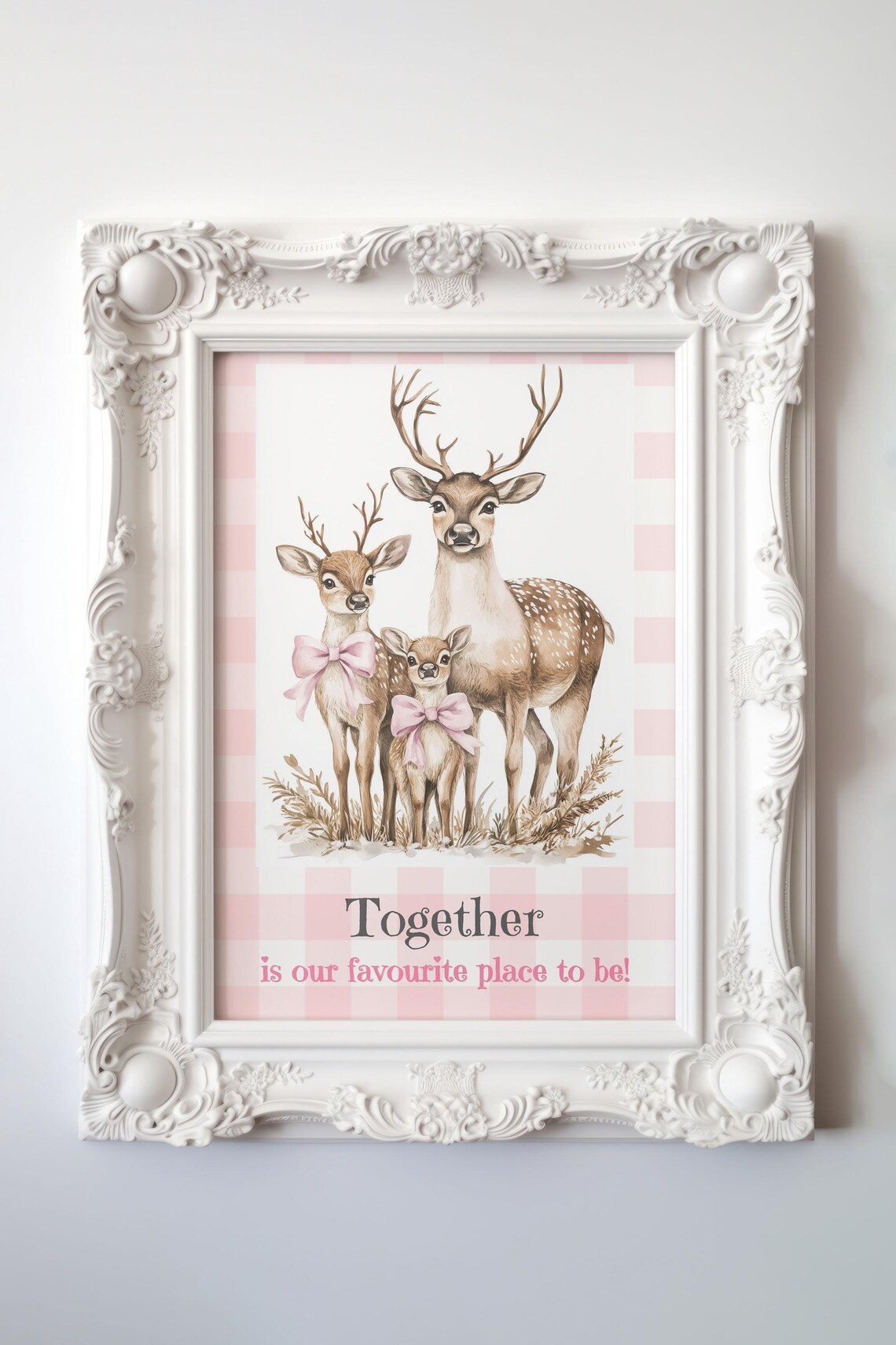 Christmas Reindeer Family Gift, Whimsical Winter Art Print