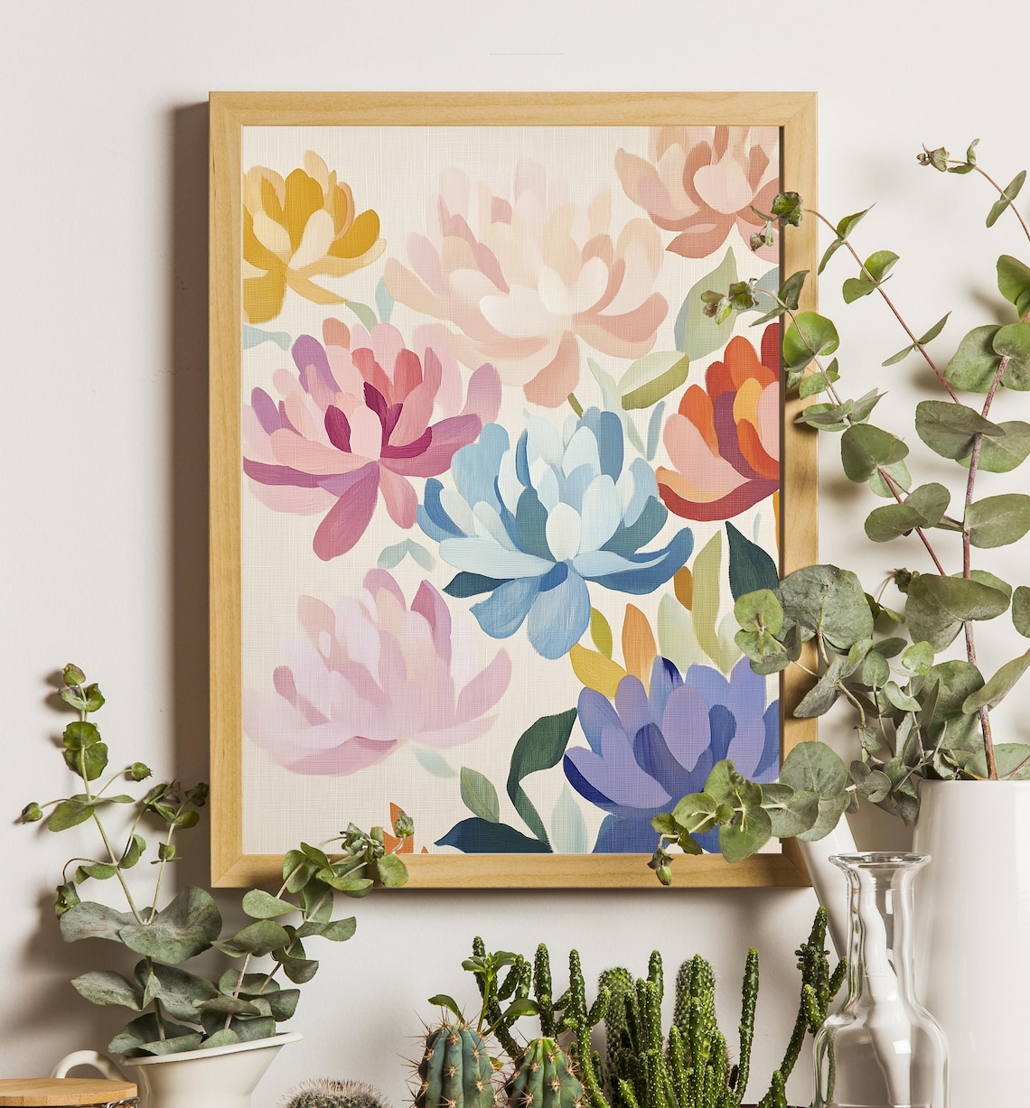 Rainbow Peony Blooms Blue Pink Orange Floral Home Decor Poster - Image 5