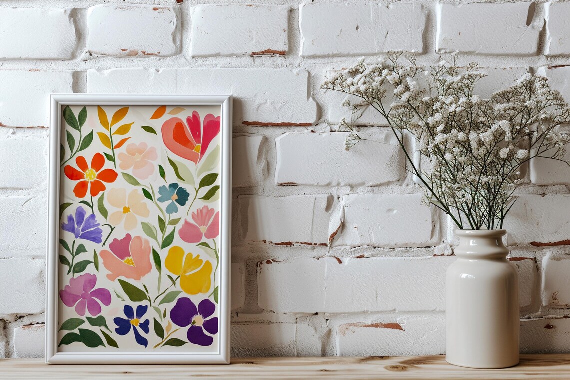 Mixed Watercolor Wildflowers Pink Purple Yellow Home Decor Poster - Image 5