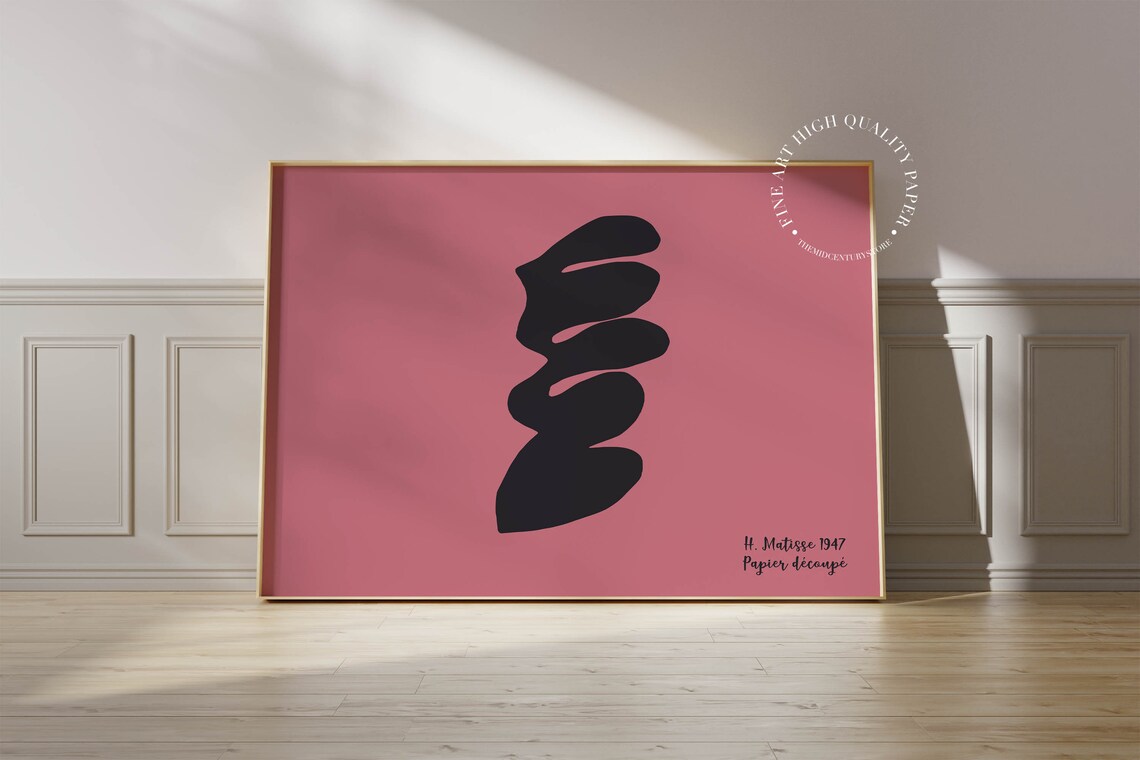 Henri Matisse Papier Decoupe 1947 Pink Minimalist Organic Shape Poster