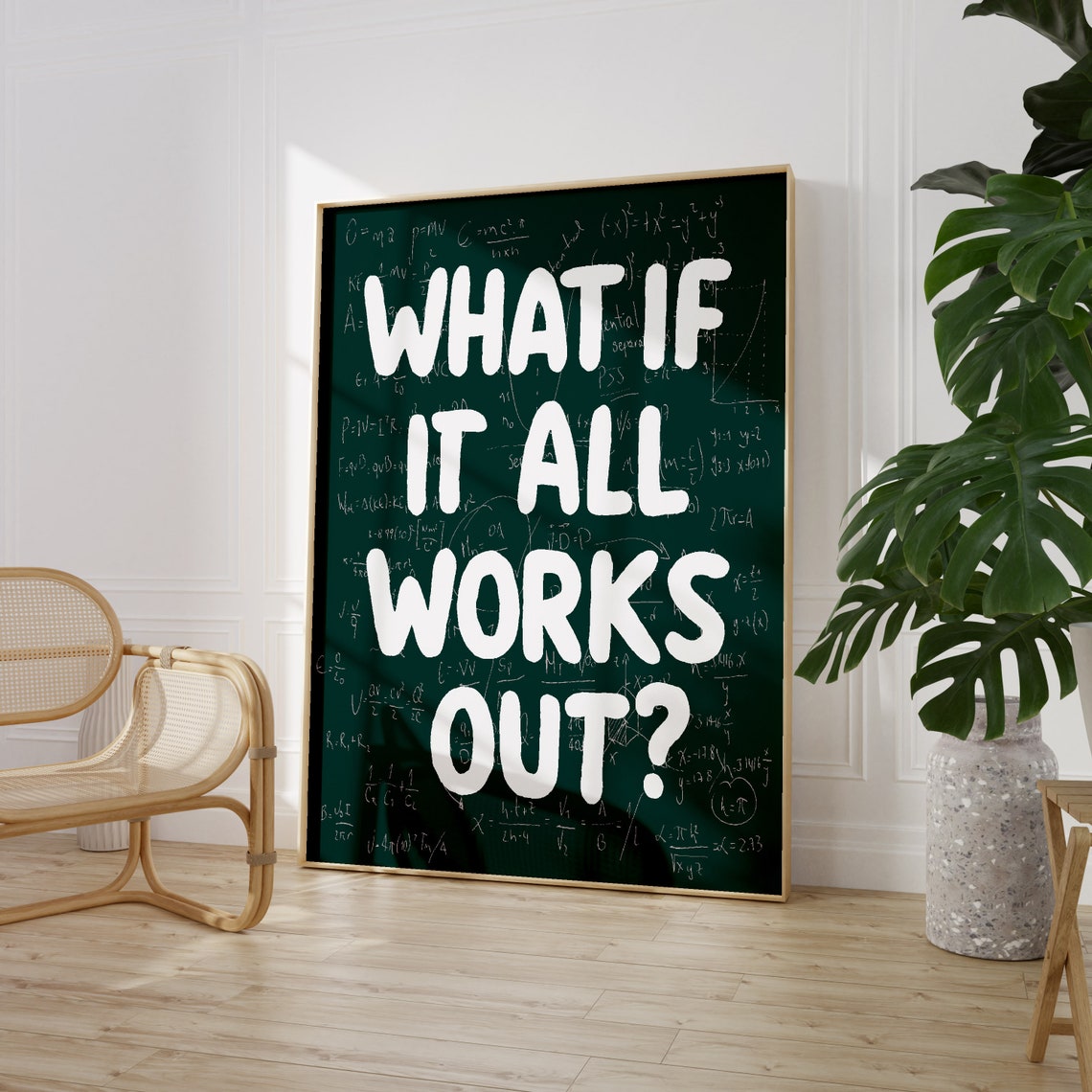 What If It All Works Out Chalkboard Equation Optimist Quote Poster - Image 3